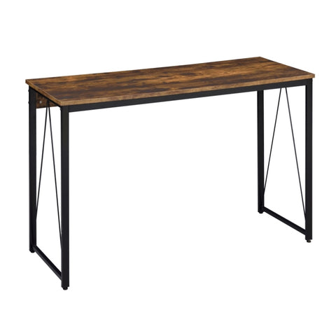 ZUN Weathered Oak and Black 47.5" Writing Desk with Metal Sled Base B062P184523