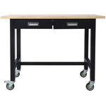 ZUN 48in Work Bench, Workbench with Drawer Storage, Heavy Duty Bamboo Wood Work Table with Wheels for W46560406
