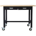 ZUN 48in Work Bench, Workbench with Drawer Storage, Heavy Duty Bamboo Wood Work Table with Wheels for 11475772