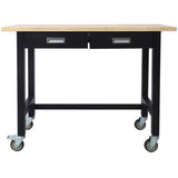 ZUN 48in Work Bench, Workbench with Drawer Storage, Heavy Duty Bamboo Wood Work Table with Wheels for 11475772