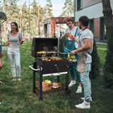 ZUN Charcoal Grill with Foldable Side Table and Wheels, Heavy-duty BBQ Grill for Outdoor Picnics Patio 52462179