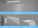 Rain Shower System Chrome Tub Shower Faucet Set 10 Inch Square Rainfall Shower Head with Handheld 92941263