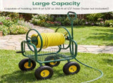 Heavy Duty Garden Hose Reel Cart with 10" Pneumatic Wheels, Large Capacity Hose Winder with Storage 87003400