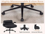Criss Cross Chair with Flip-Up Arms, Faux Leather Cross Legged Office Chair with Adjustable Height & 78183198