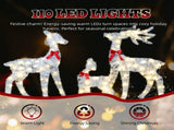 3-Piece Lighted Tinsel Christmas Reindeer Family Outdoor Decorations, Weather Proof Deer Family 31183230