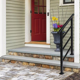Handrails for Outdoor Steps, Wrought Iron Handrail Fits 1 or 3 Steps, Transitional Handrail with 50985893