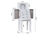 Standing Jewelry Armoire with Mirror, 5 Drawers & 8 Necklace Hooks, Jewelry Cabinet Chest with Top 57172221