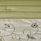 Embroidered 7 Piece Comforter Set Green Queen B03597123