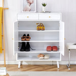 ZUN Modern minimalist storage cabinet, rattan shoe cabinet, bed top cabinet. Beautiful shape, suitable W1151P151509