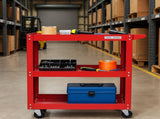 Tool Dorm Utility Service Cart, 3 Shelf 200LBS Heavy Duty Steel Rolling Utility Cart, Medium Lipped 62022600