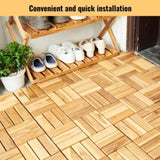 30 PCS Interlocking Deck Tiles Checker Pattern, 12" x 12" Square Yellow Acacia Hardwood Outdoor 48448953