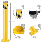 ZUN Safety Bollard Post, 42 Inch Height Steel Bollards, 3.5 Inch Diameter Parking Bollard, Yellow Powder 93941202