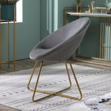 ZUN Slatina Gray Silky Velvet Upholstered Accent Chair with Gold Tone Finished Base T2574P164521