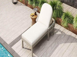 TREXM Outdoor Chaise Lounge, Premium Acacia Wood Patio Recliner with Arched Backrest, 5-Position N715P403786E