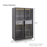 60.6'' Tall Display Cabinet with Tempered Glass Door, LED Lighting, Two Drawers, Modern Style N845P261799E