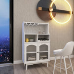 ZUN Living room White wine cabinet with removable wine rack and wine glass rack, a glass door cabinet W28265029