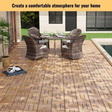 30 PCS Interlocking Deck Tiles Checker Pattern, 12" x 12" Square Yellow Acacia Hardwood Outdoor W2391P288867