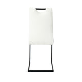 Modern White PU dining chair living room chair upholstered chair, black metal chair leg design, W210P199091