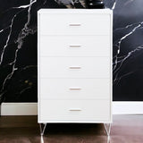 White 5-Drawer Chest with Single Handles B062P209028