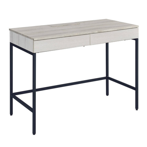 ZUN Natural and Black Writing Desk with 2 Drawers B062P184551