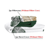 3 Pieces Green Gold Tropical Duvet Cover Set Botanical Palm Leaves Pattern Microfiber Lightweight 41365836