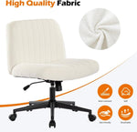 ZUN Office chair with wheels, armless office chair, Teddy velvet wide seat home office chair, cute W1521P176388