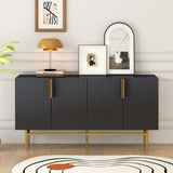 TREXM Modern Elegant 4-door Sideboard Gold Metal Handle Buffet Cabinet for Dining Room, Living Room, WF304382AAB