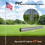 ZUN Flag Pole Kit for Outside House in Ground, 30FT Sectional Aluminum Extra Thick Flagpole, 5x3 US 40319119