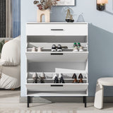 ZUN Shoe Cabinet, Freestanding Shoe Rack Organizer with Drawers & Metal Legs, Modern Shoe W40981153