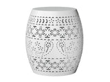 9.4" Steel Patio End Table, Round Hollow Drum Side Table, Accent Table for Indoor and Outdoor, White 56990579
