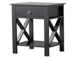 2PCS Side Intersection Style Bedside Table Coffee Table with Two-layer Drawer Black 31379383