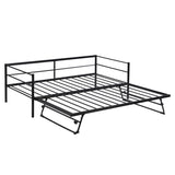 Twin Size Metal Daybed with Adjustable Trundle, Pop Up Trundle, Black 55665672