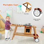 ZUN Play House Toy,Wooden Play Cart,Game Car with Sun Proof Umbrella 00867903