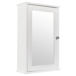 ZUN Single Door Mirror Indoor Bathroom Wall Mounted Cabinet Shelf White 90390074