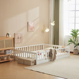 Fence Bed With Door With Board White Painted Pine Full Children's Bed 22080146
