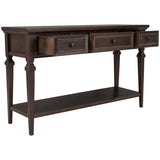 Classic Retro Style Console Table with Three Top Drawers and Open Style Bottom Shelf, Easy Assembly 97945563