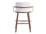 Chaya Indoor Upholstered Bar Stool with Metal Frame, Walnut Finished and Beige Upholstery, Set of 2 N775P340830B
