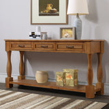 63inch Long Wood Console Table with 3 Drawers and 1 Bottom Shelf for Entryway Hallway Easy Assembly W1202114035