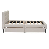 Twin Size Upholstered Platform Bed with 2 Drawers, Beige WF298240AAA