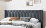 ZUN Modern Eye-Catching 1pc Queen Size Bed Charcoal Burlap Fabric Unique Diamond Design Headboard B011P238958