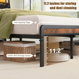 Full size Platform Bed Frame with 105-Degree Tilted Upholstered Headboard, Charging Station, LED W1903P195308