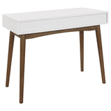 White and Walnut 1-Drawer Writing Desk B062P153672