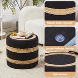 Round Pouf Ottoman Natural Seagrass Pouf Footrest, Foot Stool for Bedroom Living Room Accent 39340725