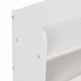 Full Pine Wood Bed with Bookcase Headboard ,LED Motion Sensor Light, Bed Guardrails,White W504P277600