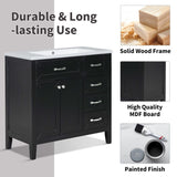 36" Bathroom Vanity without Sink, Cabinet Base Only, Bathroom Cabinet with Drawers, Solid Frame and WF296707AAB