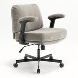 Chair with Wheels and Flip Arms-Comfy Fabric Cross Legged Office Chair with Thick Cushion&Wide Seat, 43759200