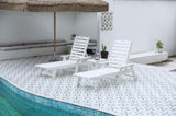 Lounge Chair with Side Table, 3-Piece Oversized Chaise Lounge Chair Setwith Wood Texture,White, All W2103P254668