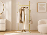 Clothing Rack, Golden Metal Freestanding Heavy Duty Clothes Rack with Marble Pattern Sintered Stone 04321713