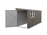 4*9FT Olive Grey Outdoor Metal Storage Shed, Galvanized Thick Frame Color Steel Tool House with 80842455