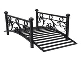 102*51*43cm Garden With Round Iron Ball Flat Top Handrail Garden Iron Bridge Black 61669682